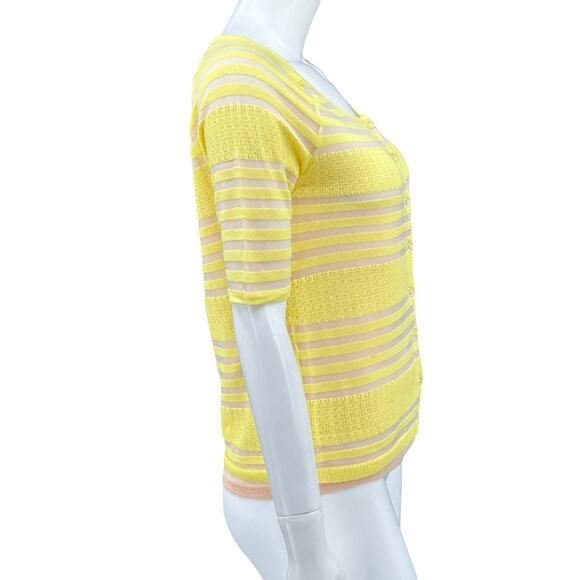 Moth Anthropologie Sweater Women Small Yellow Sunglow Cardigan Stripe Sheer Boho - Picture 3 of 9